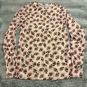 Pretty Pink Long Sleeve Football Print Shirt